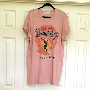 Free People Daydreamer THE BEACH BOYS 1983 TOUR Large Tee Pink